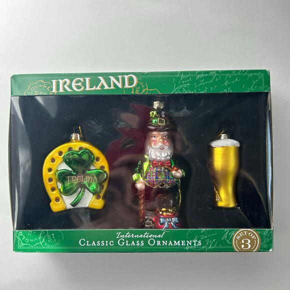 St. Patrick's Day Blown Glass Ornaments Beer Horseshoe Clover Leprechaun Ireland - Picture 9 of 10